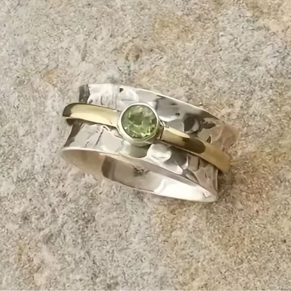 Green stone ring M1267 - Picture 1 of 4